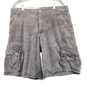 Route 66 Mens Cargo Shorts Gray Camo Size 36 Pockets Belt Loops